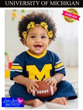 UNIVERSITY OF MICHIGAN (UofM) Infant Jersey, Unisex. Authentic, NWT